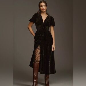 Anthropologie The Katerina Button-Front Dress: Velvet Edition, Size 4